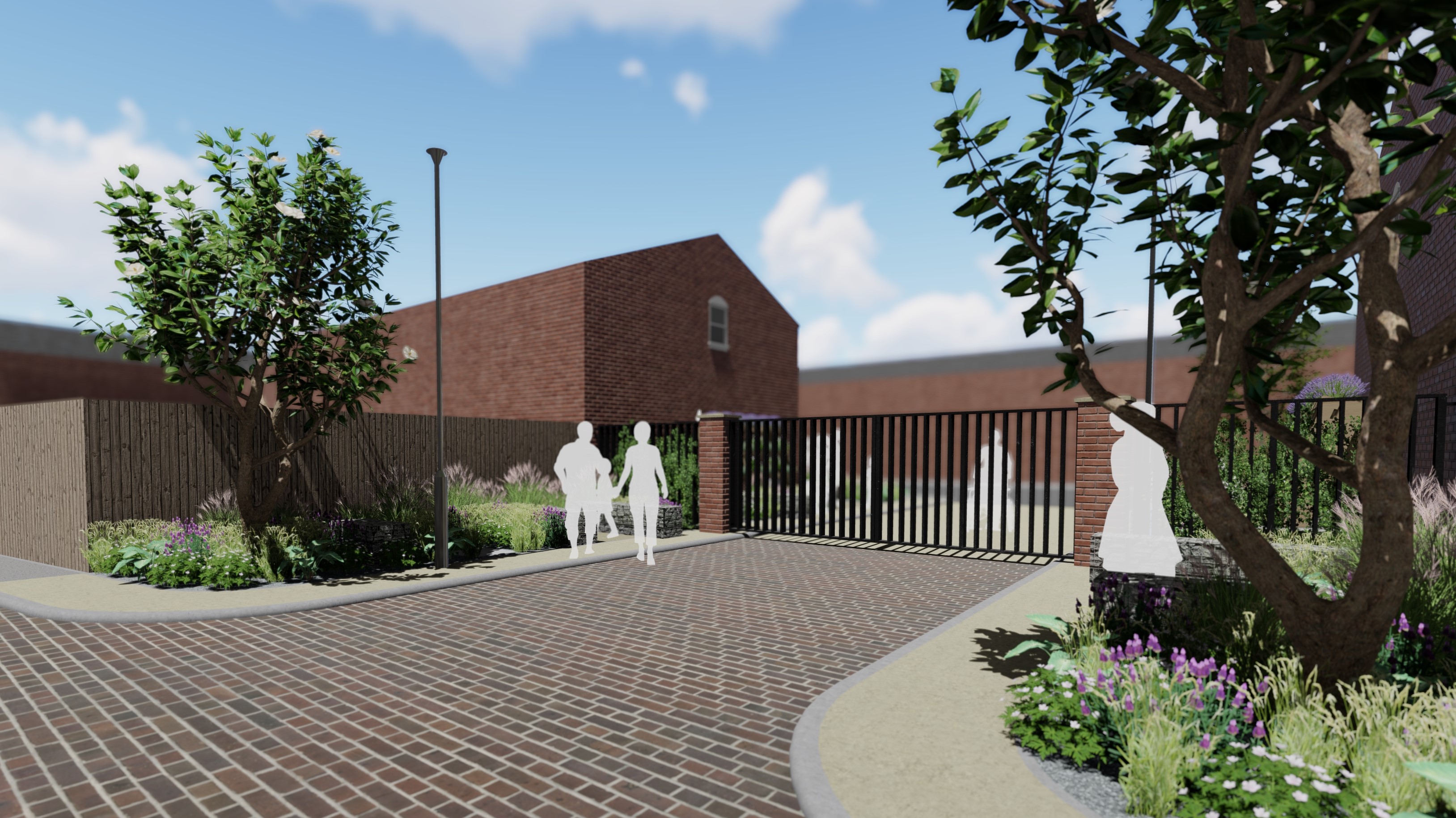Visualisations of the completed Heron Street Community Garden 