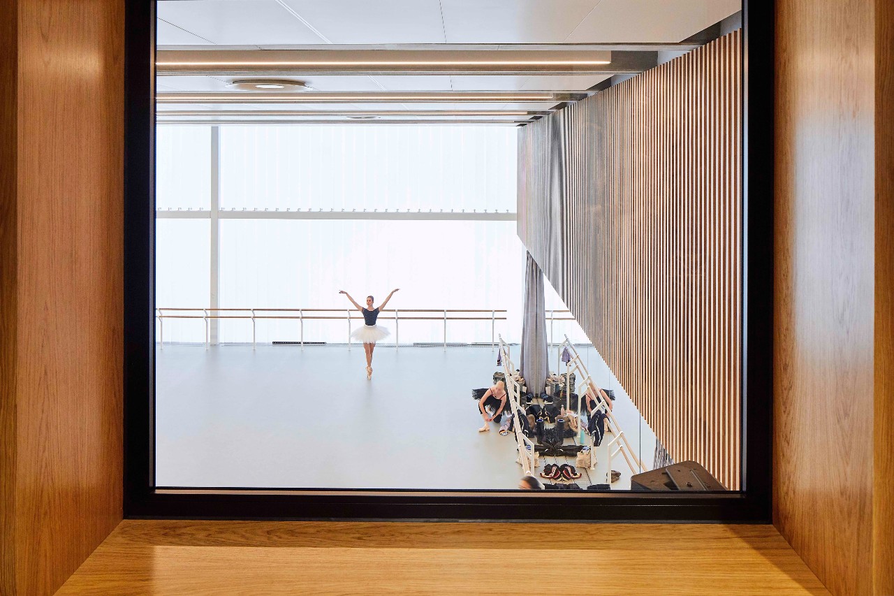 Professor Kevin Singh's space* studio were commissioned as interior designers on Glenn Howells Architects' award-winning new home for the English National Ballet (image: Hufton and Crow)