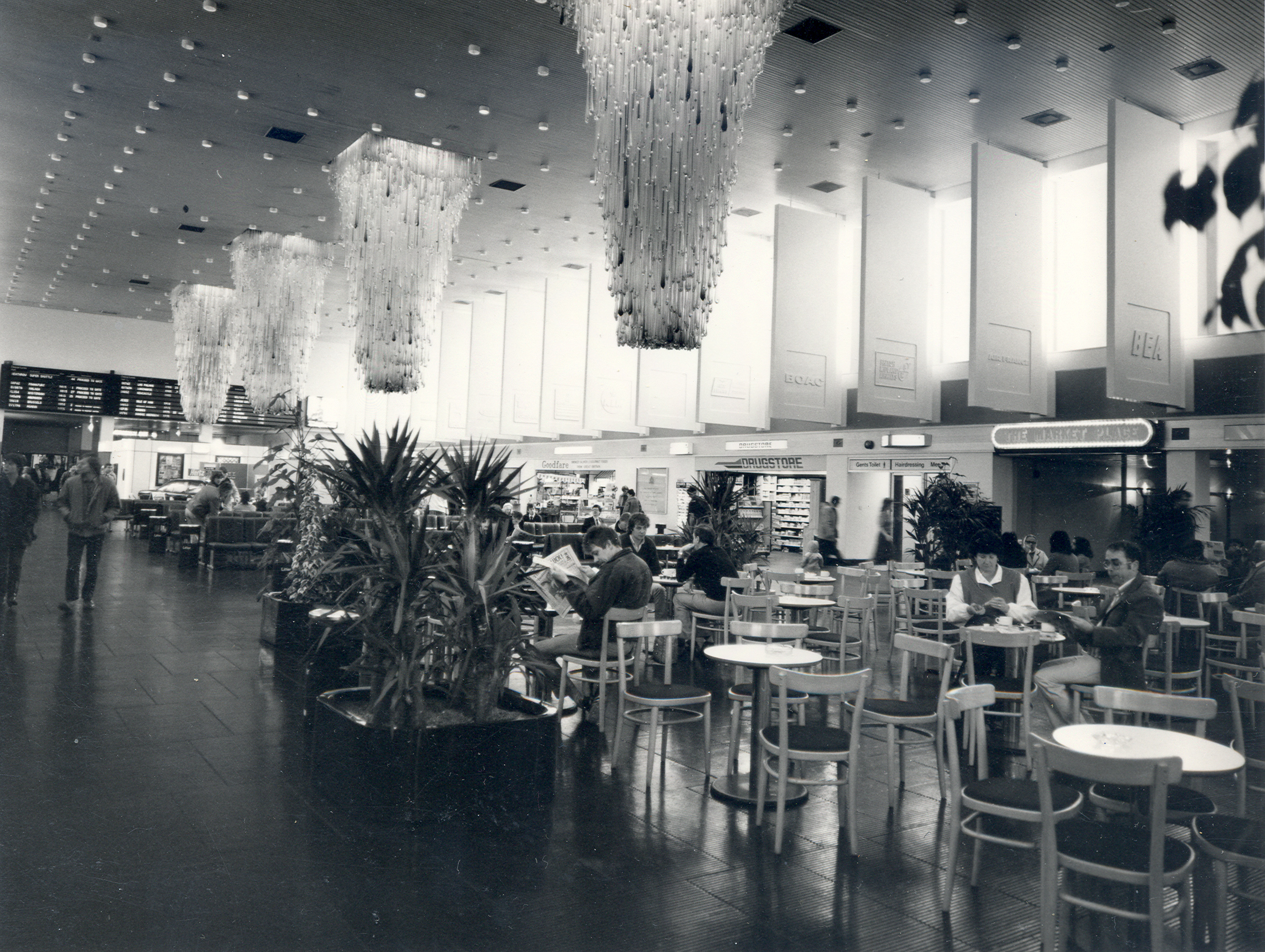 Image showing Manchester Airport’s iconic chandeliers