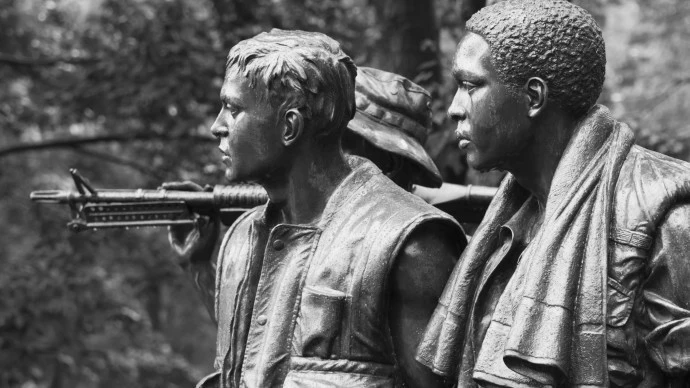 Close-up of Frederick Hart's statue The Three Soldiers in the Vietnam Veterans Memorial in Washington DC