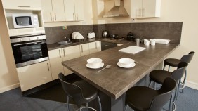 An example of a kitchen area inside Manchester Met accommodation.
